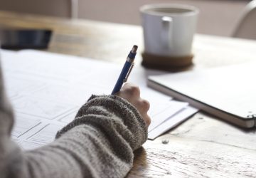 woman-writing-coffee-binge-eating